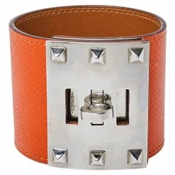 Hermes Hermès Orange Leather Extreme Kelly Bracelet S For Women