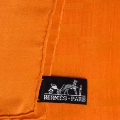 Hermes Orange Grand H Faconnee Jacquard Silk Blend Scarf For Women -Deals Hermes Store luxury women hermes used accessories p386839 006
