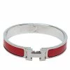 Hermes Hermès Clic H Red Enamel Palladium Plated Narrow Bracelet PM For Women -Deals Hermes Store luxury women hermes used accessories p387613 003