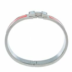 Hermes Hermès Clic H Red Enamel Palladium Plated Narrow Bracelet PM For Women 12 Hermes Hermès Clic H Red Enamel Palladium Plated Narrow Bracelet PM For Women -Deals Hermes Store luxury women hermes used accessories p387613 004