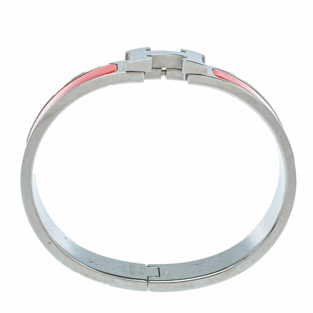 Hermes Hermès Clic H Red Enamel Palladium Plated Narrow Bracelet PM For Women 6 Hermes Hermès Clic H Red Enamel Palladium Plated Narrow Bracelet PM For Women - Image 4