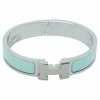 Hermes Hermès Clic H Sea Green Enamel Palladium Plated Narrow Bracelet PM For Women -Deals Hermes Store luxury women hermes used accessories p387918 001