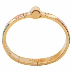 Hermes Hermès Romantique Bolduc Au Carré Enamel Hinged Bracelet GM For Women -Deals Hermes Store luxury women hermes used accessories p388222 001