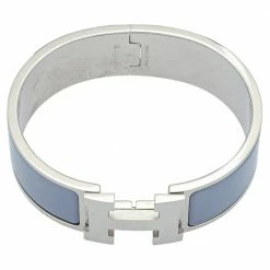 Hermes Hermès Clic Clac H Lavender Enamel Palladium Plated Wide Bracelet GM For Women -Deals Hermes Store luxury women hermes used accessories p388274 003