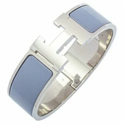 Hermes Hermès Clic Clac H Lavender Enamel Palladium Plated Wide Bracelet GM For Women -Deals Hermes Store luxury women hermes used accessories p388274 006
