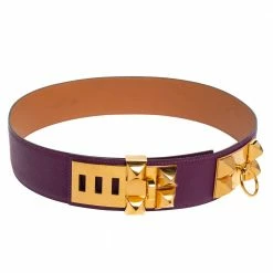 Hermes Anemone Epsom Leather Gold Hardware Collier De Chien Belt 85 CM For Women