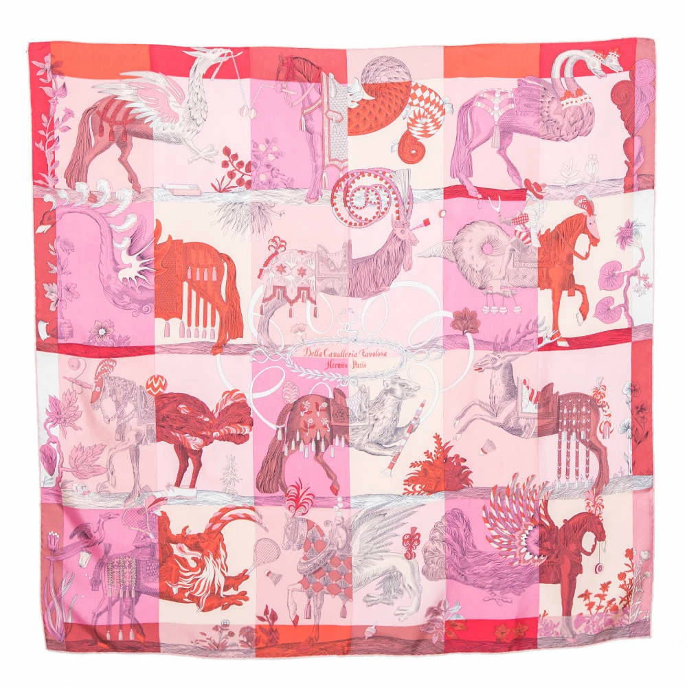 Hermes Pink Della Cavalleria Favolosa Silk Scarf For Women 3 Hermes Pink Della Cavalleria Favolosa Silk Scarf For Women