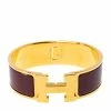 Hermes Hermès Clic Clac H Rouge Enamel Gold Plated Wide Bracelet PM For Women -Deals Hermes Store luxury women hermes used accessories p392321 004