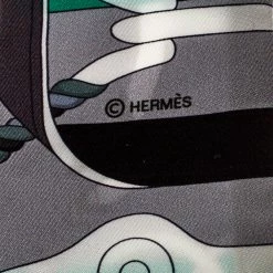 Hermes Grey Panoplie Equestre Silk Twilly For Women -Deals Hermes Store luxury women hermes used accessories p392364 003