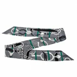 Hermes Grey Panoplie Equestre Silk Twilly For Women -Deals Hermes Store luxury women hermes used accessories p392364 006