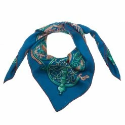 Hermes Blue La Charmante Aux Animaux Silk Scarf For Women