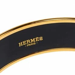 Hermes Hermès Peach Enamel Gold Plated Caleche Bangle Bracelet For Women -Deals Hermes Store luxury women hermes used accessories p392539 004
