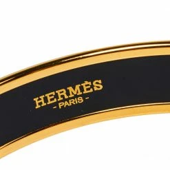 Hermes Hermès Yellow Enamel Gold Plated Caleche Bangle Bracelet For Women -Deals Hermes Store luxury women hermes used accessories p392547 003