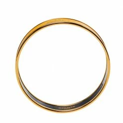 Hermes Hermès Yellow Enamel Gold Plated Caleche Bangle Bracelet For Women -Deals Hermes Store luxury women hermes used accessories p392547 005