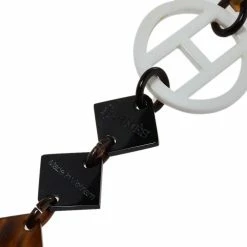 Hermes Hermès Brown Horn & Lacquered Wood Lena Station Necklace For Women -Deals Hermes Store luxury women hermes used accessories p392564 004