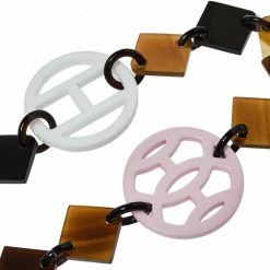 Hermes Hermès Brown Horn & Lacquered Wood Lena Station Necklace For Women -Deals Hermes Store luxury women hermes used accessories p392564 005