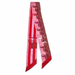 Hermes Pink Rocabar Silk Twilly Scarf For Women