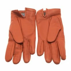 Hermes Orange Leather Soya Gloves Size 8 For Women -Deals Hermes Store luxury women hermes used accessories p3973 0004