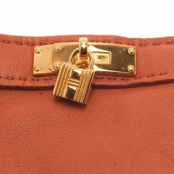 Hermes Orange Leather Soya Gloves Size 8 For Women -Deals Hermes Store luxury women hermes used accessories p3973 0006