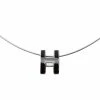 Hermes Black Lacquered Pop H Pendant Necklace For Women