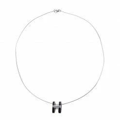 Hermes Black Lacquered Pop H Pendant Necklace For Women -Deals Hermes Store luxury women hermes used accessories p39813 0003