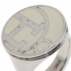Hermes Logo White Silver Tone Ring Size 52 For Women -Deals Hermes Store luxury women hermes used accessories p40002 004