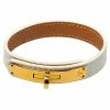 Hermes Hermès White Leather Gold Plated Kelly Single Tour Bracelet M For Women