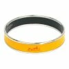 Hermes Caleche Wide Yellow Enamel Palladium Plated Bracelet For Women -Deals Hermes Store luxury women hermes used accessories p40214 001