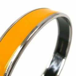 Hermes Caleche Wide Yellow Enamel Palladium Plated Bracelet For Women -Deals Hermes Store luxury women hermes used accessories p40214 003