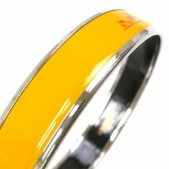 Hermes Caleche Wide Yellow Enamel Palladium Plated Bracelet For Women -Deals Hermes Store luxury women hermes used accessories p40214 004