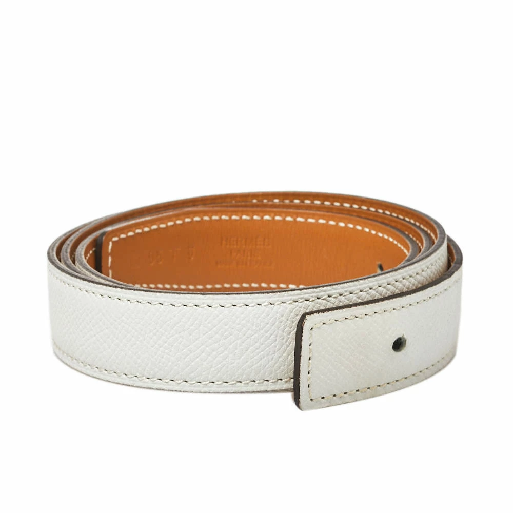 Hermes White/Gold Epsom And Swift Leather Reversible Belt Strap Size 95 CM For Women 4 Hermes White/Gold Epsom And Swift Leather Reversible Belt Strap Size 95 CM For Women - Image 2