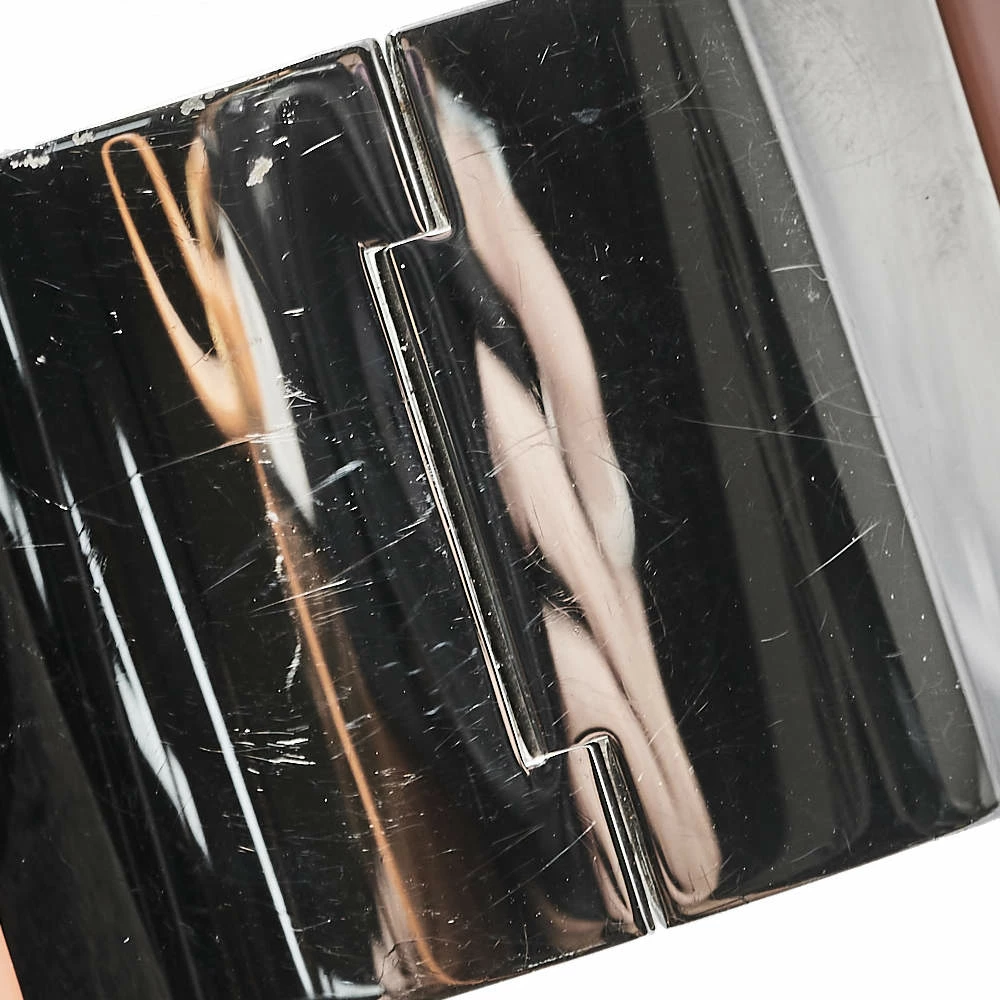 Hermes Clic Clac H Orange Enamel Palladium Plated Extra Wide Bracelet PM For Women 8 Hermes Clic Clac H Orange Enamel Palladium Plated Extra Wide Bracelet PM For Women - Image 6