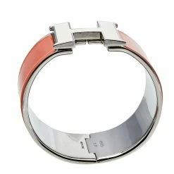 Hermes Clic Clac H Orange Enamel Palladium Plated Extra Wide Bracelet PM For Women 13 Hermes Clic Clac H Orange Enamel Palladium Plated Extra Wide Bracelet PM For Women -Deals Hermes Store luxury women hermes used accessories p402493 006