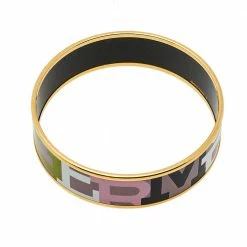 Hermes Hermès Multicolor Enamel Gold Plated Capitales Wide Bracelet For Women -Deals Hermes Store luxury women hermes used accessories p403224 001