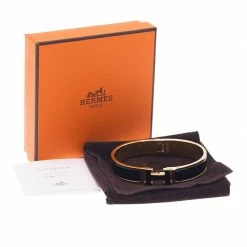 Hermes Clic Clac H Black Enamel Gold - Plated Bracelet For Women -Deals Hermes Store luxury women hermes used accessories p40341 007