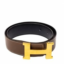 Hermes Taupe/Black Swift Leather Reversible Constance Belt 80 CM For Women -Deals Hermes Store luxury women hermes used accessories p404497 005