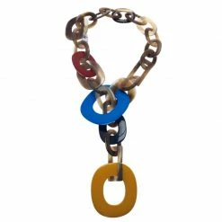 Hermes Duncan Multicolor Buffalo Horn And Lacquared Wood Necklace For Women