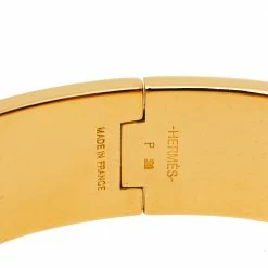 Hermes Hermès Clic Clac H Grey Enamel Gold Plated Wide Bracelet PM For Women -Deals Hermes Store luxury women hermes used accessories p411387 004