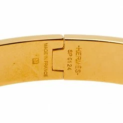 Hermes Hermès Clic H Green Enamel Gold Plated Narrow Bracelet PM For Women -Deals Hermes Store luxury women hermes used accessories p411423 004