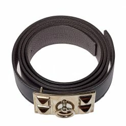 Hermes Black Swift And Togo Leather Reversible Collier De Chien Buckle Belt 95CM For Women -Deals Hermes Store luxury women hermes used accessories p411565 002