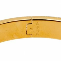 Hermes Gold Plated Nacre Enamel Clic H Narrow Bracelet PM For Women -Deals Hermes Store luxury women hermes used accessories p413907 004