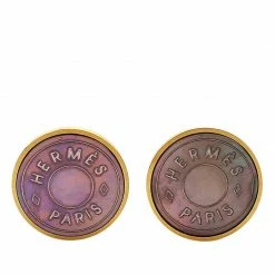 Hermes Hermès Clous De Selle Metal Pierced Earrings For Women