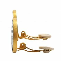 Hermes Hermès Mother Of Pearl Inlay Gold Plated Round Clip-on Stud Earrings For Women -Deals Hermes Store luxury women hermes used accessories p41459 003