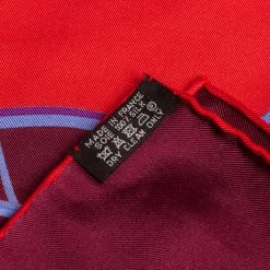 Hermes Red & Maroon Springs Silk Square Scarf For Women -Deals Hermes Store luxury women hermes used accessories p414939 005