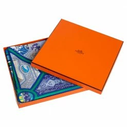 Hermes Hermès Blue & Green Flanerie A Versailles Silk Square Scarf For Women -Deals Hermes Store luxury women hermes used accessories p414943 003