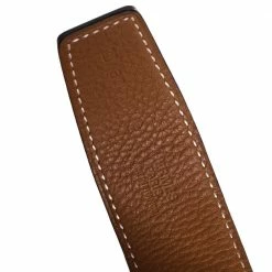 Hermes Black/Gold Box Calf And Togo Leather Groove H Buckle Reversible Belt 80CM For Women -Deals Hermes Store luxury women hermes used accessories p415169 004