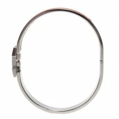 Hermes Clic Clac H Orange Enamel Palladium-Plated Bracelet GM For Women 12 Hermes Clic Clac H Orange Enamel Palladium-Plated Bracelet GM For Women -Deals Hermes Store luxury women hermes used accessories p42002 004
