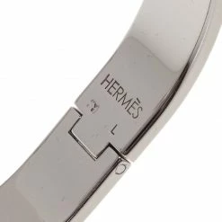 Hermes Clic Clac H Orange Enamel Palladium-Plated Bracelet GM For Women 14 Hermes Clic Clac H Orange Enamel Palladium-Plated Bracelet GM For Women -Deals Hermes Store luxury women hermes used accessories p42002 006
