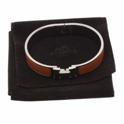 Hermes Clic Clac H Orange Enamel Palladium-Plated Bracelet GM For Women 15 Hermes Clic Clac H Orange Enamel Palladium-Plated Bracelet GM For Women -Deals Hermes Store luxury women hermes used accessories p42002 007