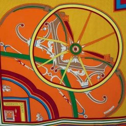 Hermes Orange Washington's Carriage Detail Wash Silk Scarf For Women -Deals Hermes Store luxury women hermes used accessories p421434 003